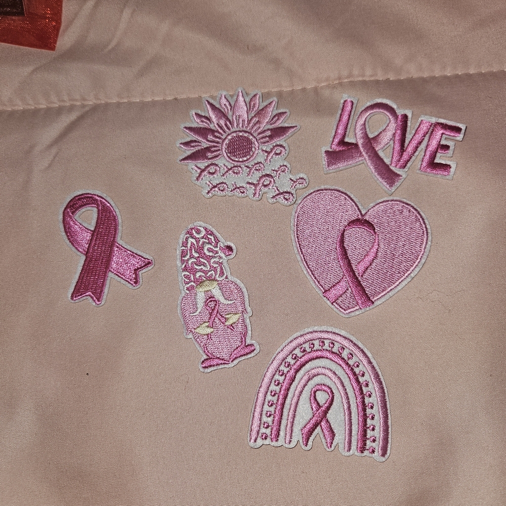 Pink Ribbon Embroidered Patches